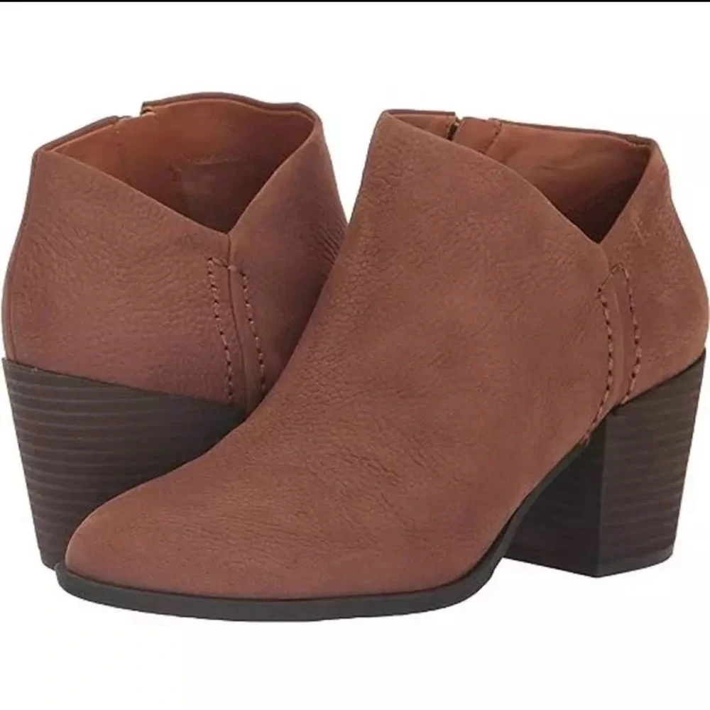 Lucky Brand Bellita Leather Ankle Boot In Brown Size 7.5 NWOB